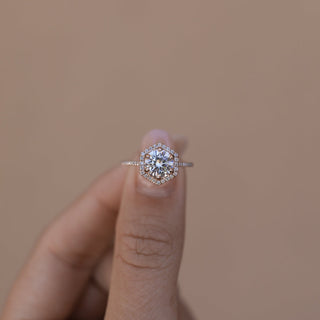 1.30CT Round Moissanite Halo Diamond Engagement Ring