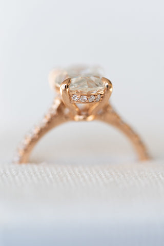 3.02ct Oval Cut Moissanite Hidden Halo Diamond Engagement Ring