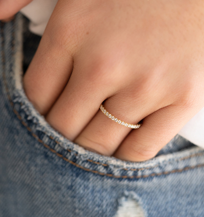 0.53ct Round Cut Moissanite Full Eternity Diamond Wedding Band