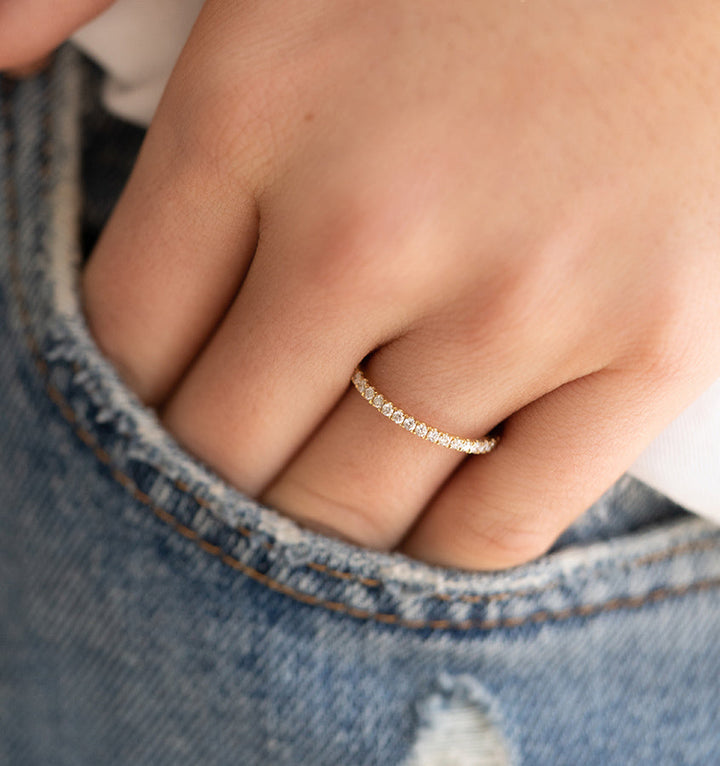 0.53ct Round Cut Moissanite Full Eternity Diamond Wedding Band