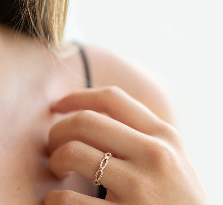 0.35ct Round Cut Petite Moissanite Diamond Criss Cross Wedding Band