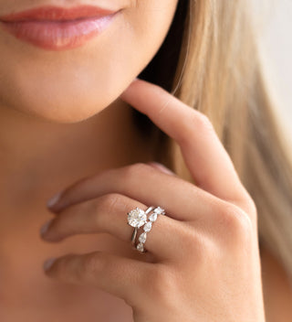 1.11ct Pear Cut Moissanite Full Eternity Diamond Engagement Ring