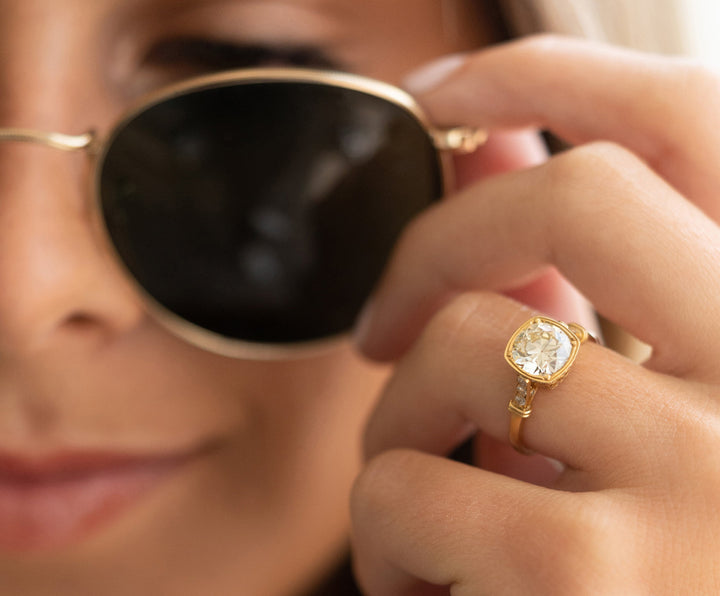 1.89ct Round Cut Moissanite Diamond Hidden Halo Engagement Ring