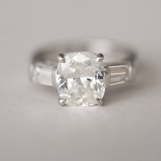 3.88CT Elongated Cushion 3 Stone Moissanite Diamond Engagement Ring