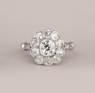 2.1CT Round Cut Unique Halo Moissanite Diamond Engagement Ring