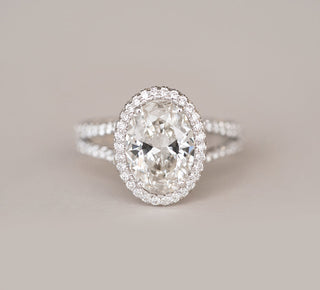 3.21CT Oval Cut Split Shank Moissanite Halo Diamond Engagement Ring