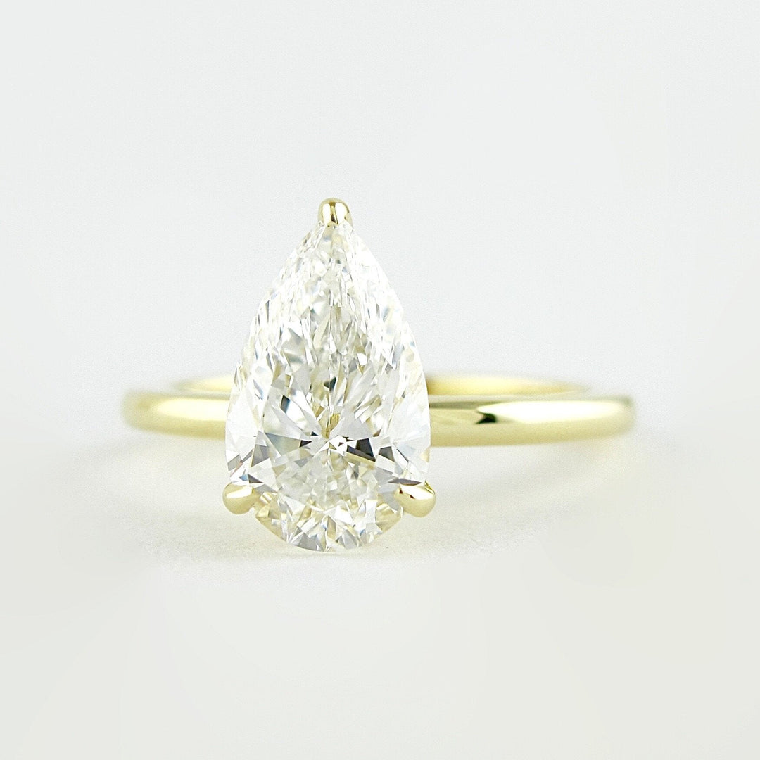 1.5 CT Pear Cut Hidden Halo Moissanite Engagement Ring