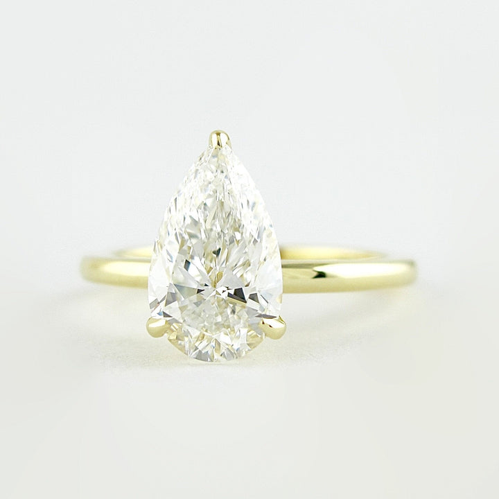 1.5 CT Pear Cut Hidden Halo Moissanite Engagement Ring