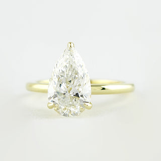 1.50CT Pear Cut Hidden Halo Moissanite Solitaire Engagement Ring