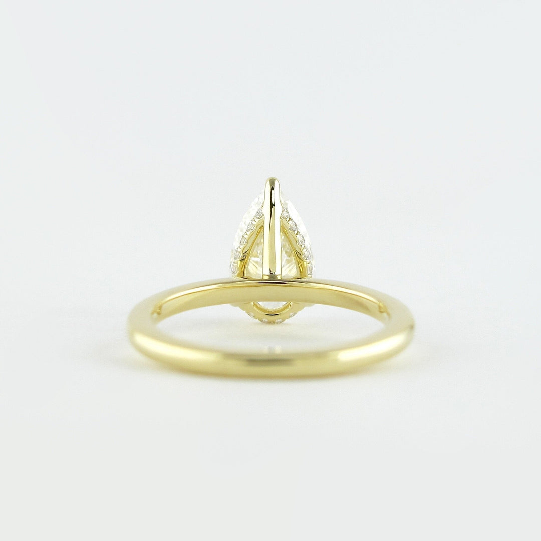 1.50CT Pear Cut Hidden Halo Moissanite Solitaire Engagement Ring