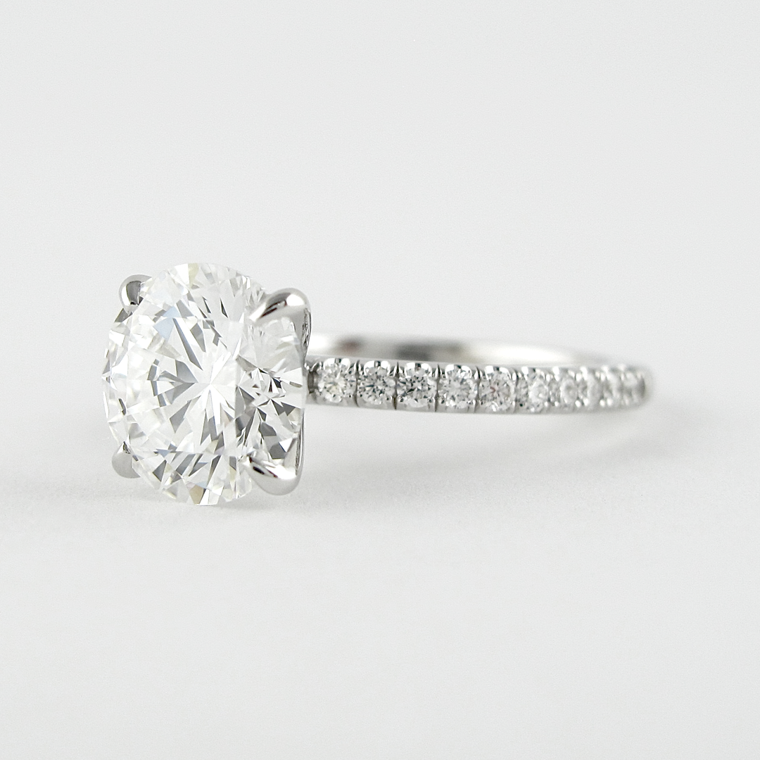 1.50CT Round Cut Pave Moissanite Diamond Engagement Ring