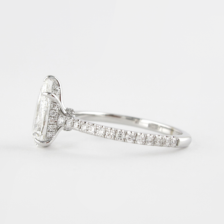 1.5 CT Pear Cut Hidden Halo Moissanite Engagement Ring