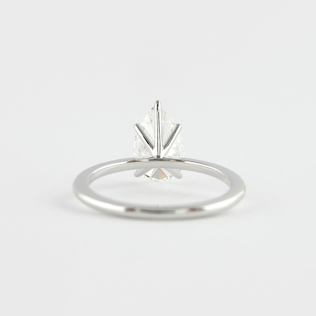 1.50CT Pear Cut 5 Prongs Moissanite Solitaire Engagement Ring