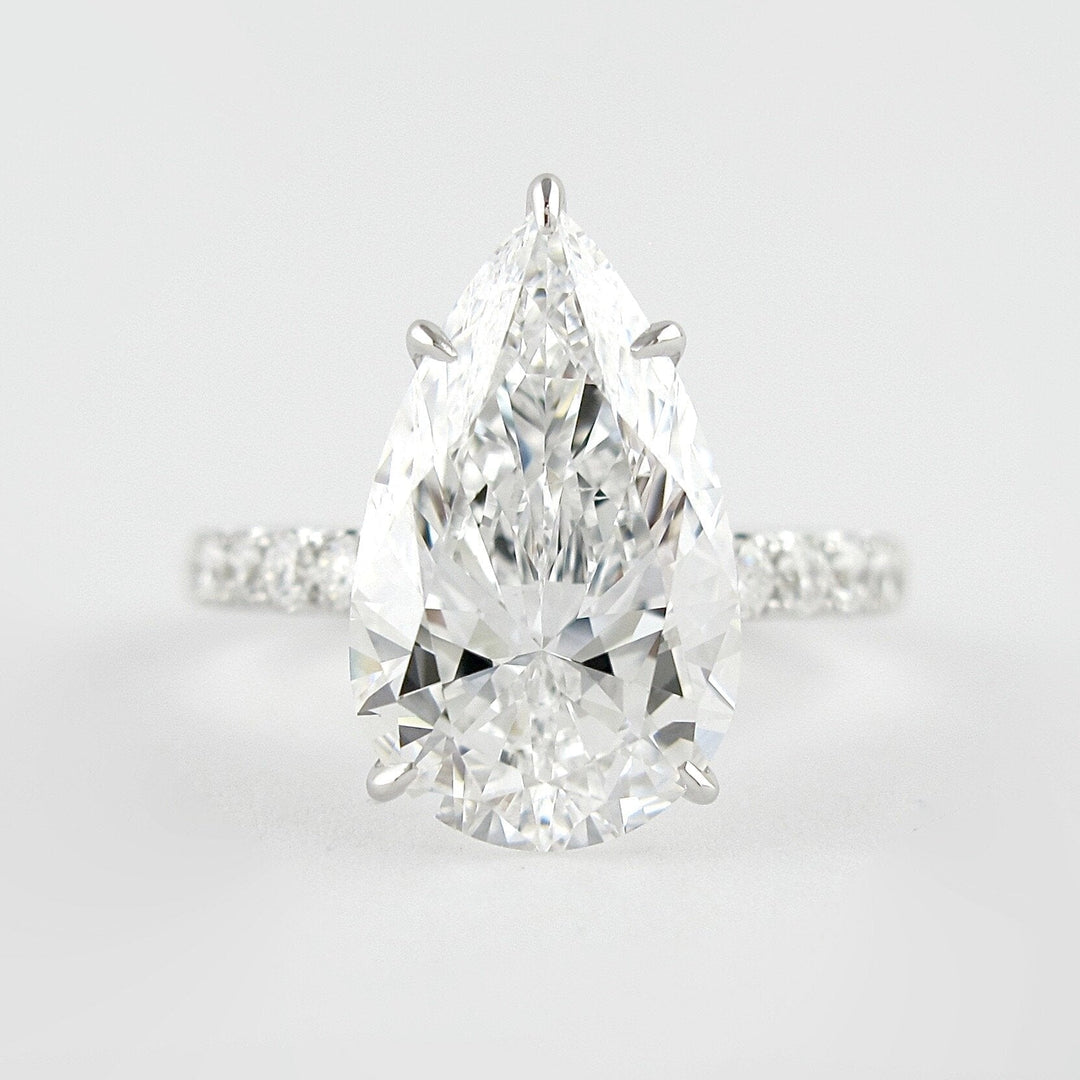 2.10CT Pear Cut Hidden Halo Moissanite Engagement Ring