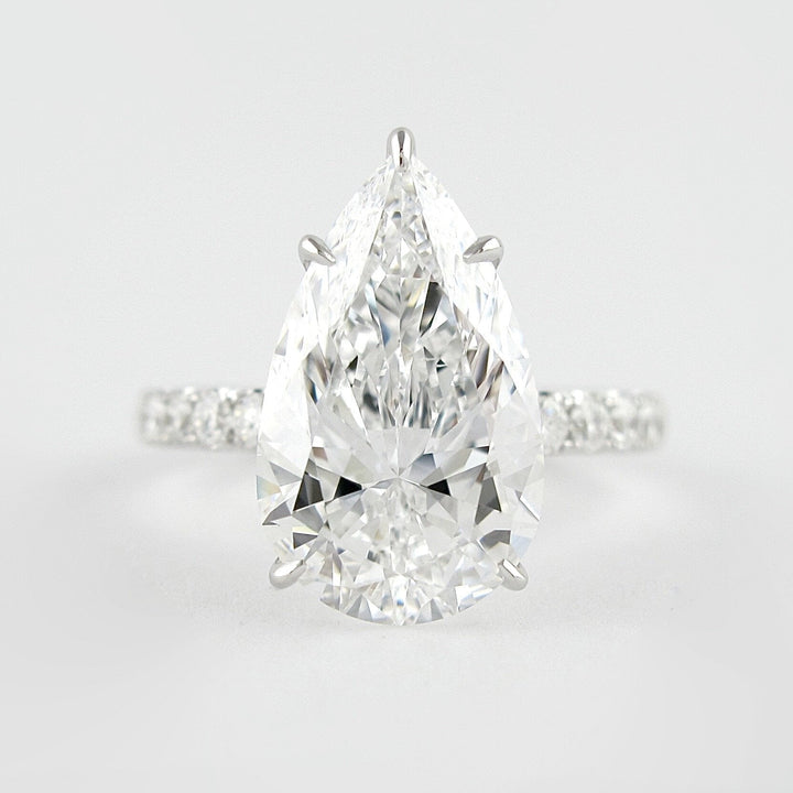 2.10CT Pear Cut Hidden Halo Moissanite Engagement Ring