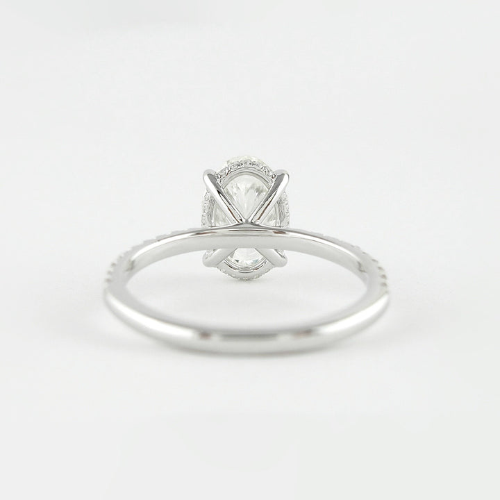 1.33 CT Oval Cut Hidden Halo Moissanite Engagement Ring