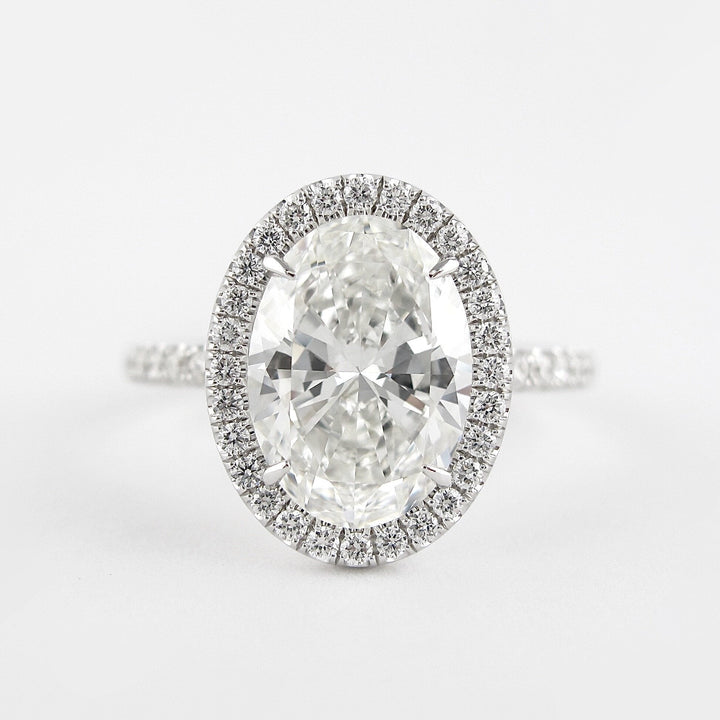 1.91 CT Oval Cut Halo Moissanite Engagement Ring