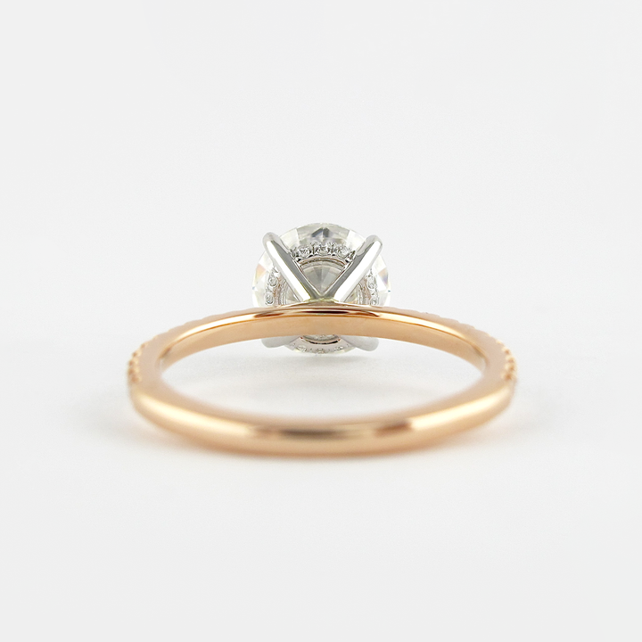 1.5 CT Round Cut Hidden Halo Prong Moissanite Engagement Ring