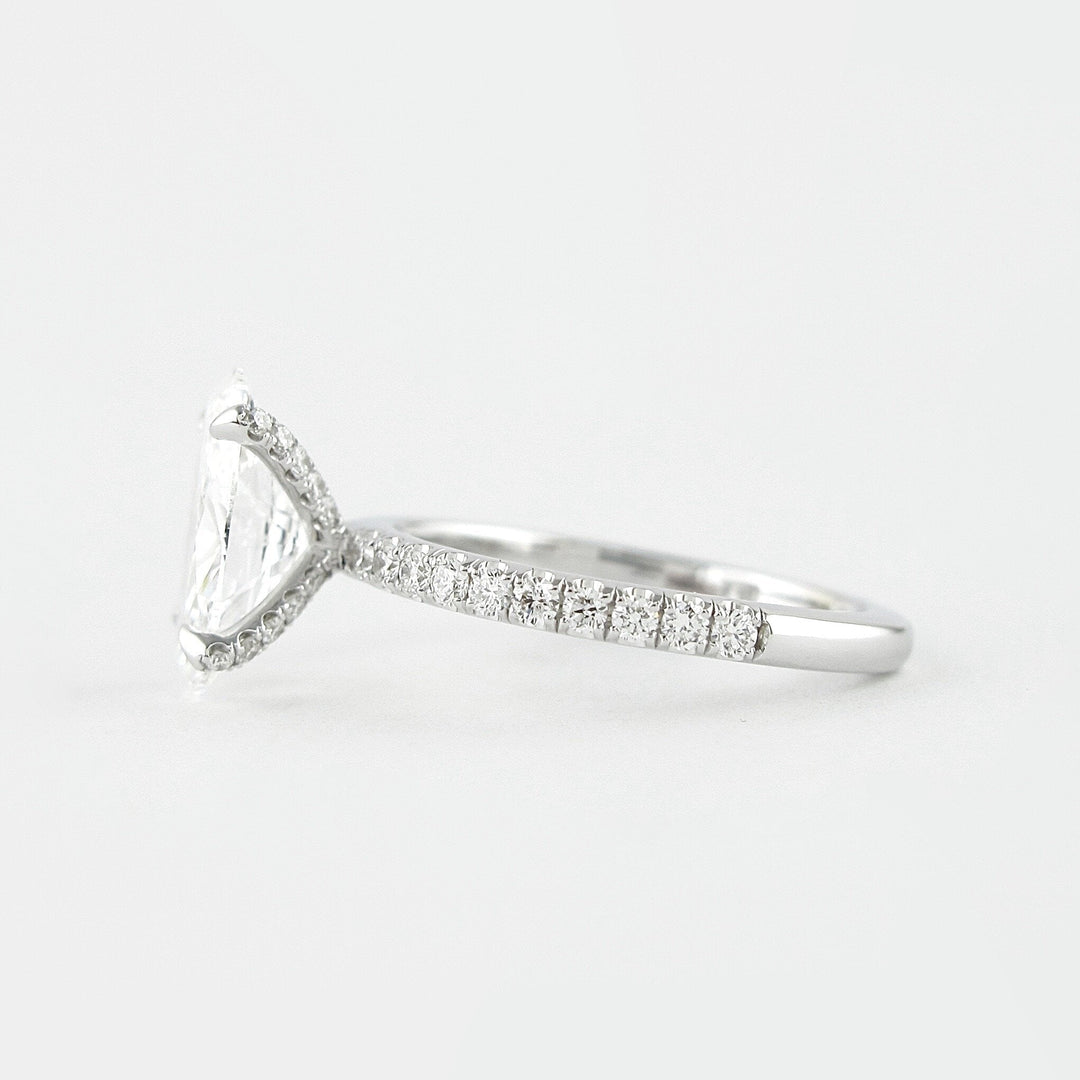 1.33CT Oval Cut Unique Prongs Pave Moissanite Diamond Engagement Ring