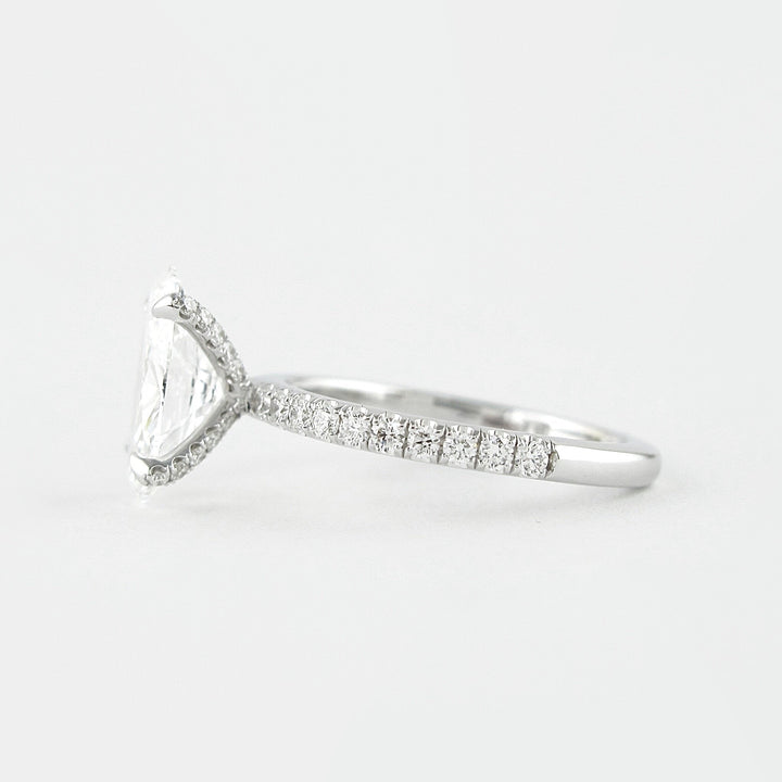 1.33CT Oval Cut Unique Prongs Pave Moissanite Diamond Engagement Ring