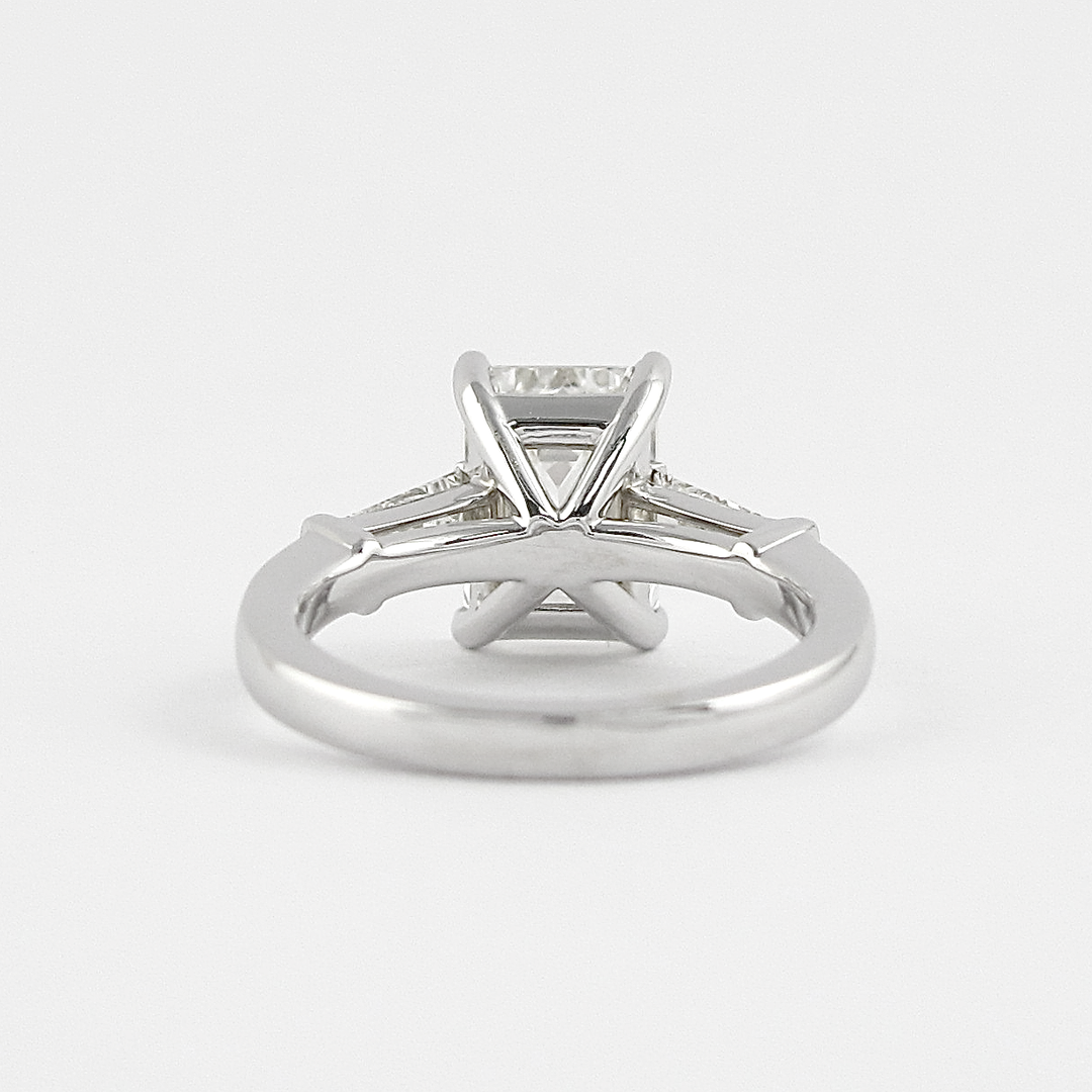 2.30CT Emerald Cut Baguette Moissanite Engagement Ring in 14K White Gold