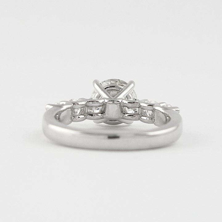 1.0CT Round Brilliant Cut Pave Moissanite Engagement Ring