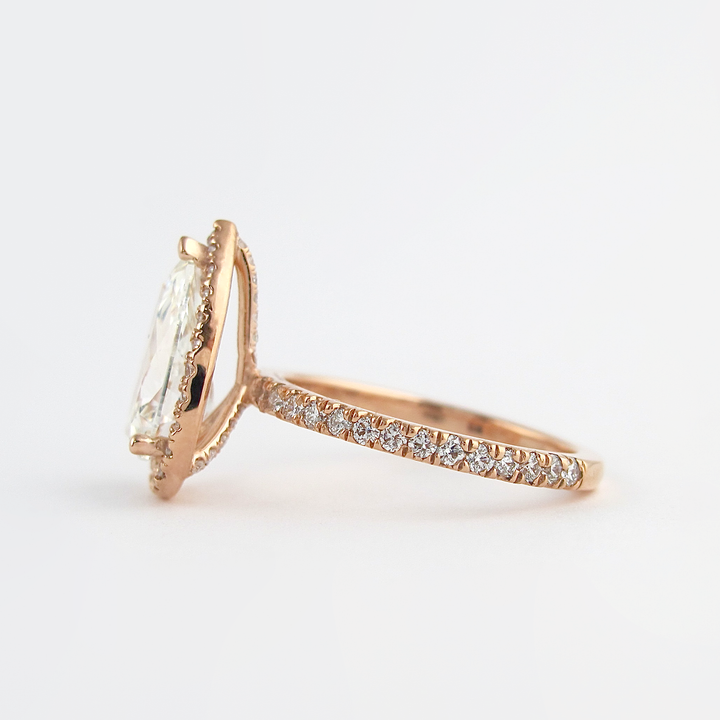 2.10CT Pear Cut Moissanite Double Halo Engagement Ring