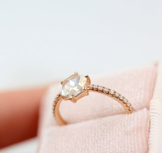 1ct Round Cut Pave Moissanite Diamond Engagement Ring