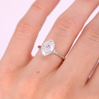 2ct Oval Cut Bezel Moissanite Diamond Engagement Ring