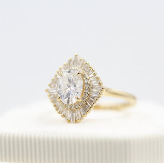 1.15ct Oval Cut Halo Moissanite Diamond Engagement Ring