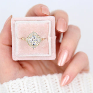 1.15ct Oval Cut Halo Moissanite Diamond Engagement Ring