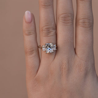 1.70CT Emerald Cut Moissanite Three Stone Diamond Engagement Ring