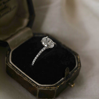 1.6ct Oval Cut Pave Moissanite Diamond Engagement Ring