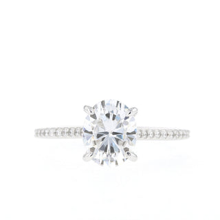 1.6ct Oval Cut Pave Moissanite Diamond Engagement Ring