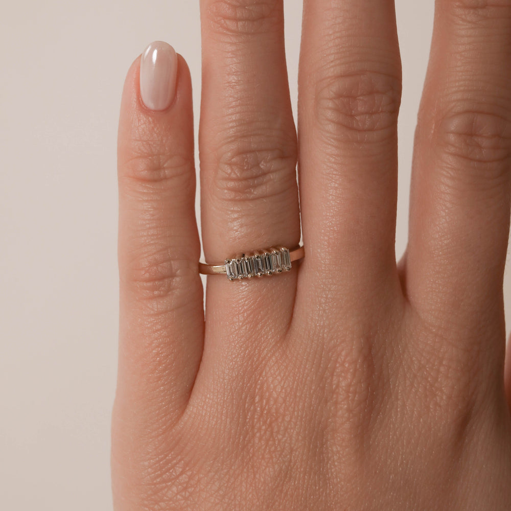 0.42CT Emerald Cut Moissanite Diamond Wedding Band