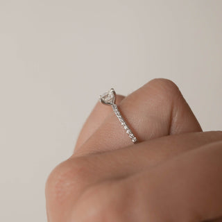 1.05CT Round Moissanite Pave Diamond Engagement Ring