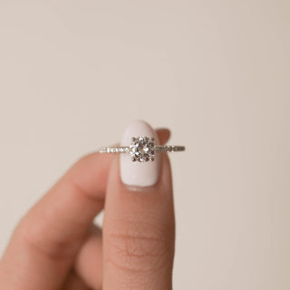 1.05CT Round Moissanite Pave Diamond Engagement Ring