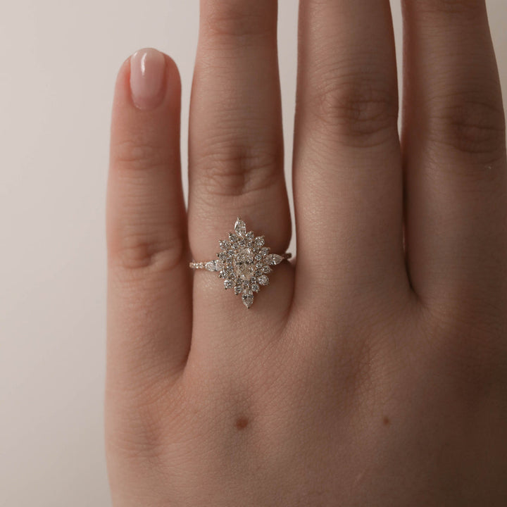 0.55CT Oval Cut Cluster Moissanite Diamond Engagement Ring