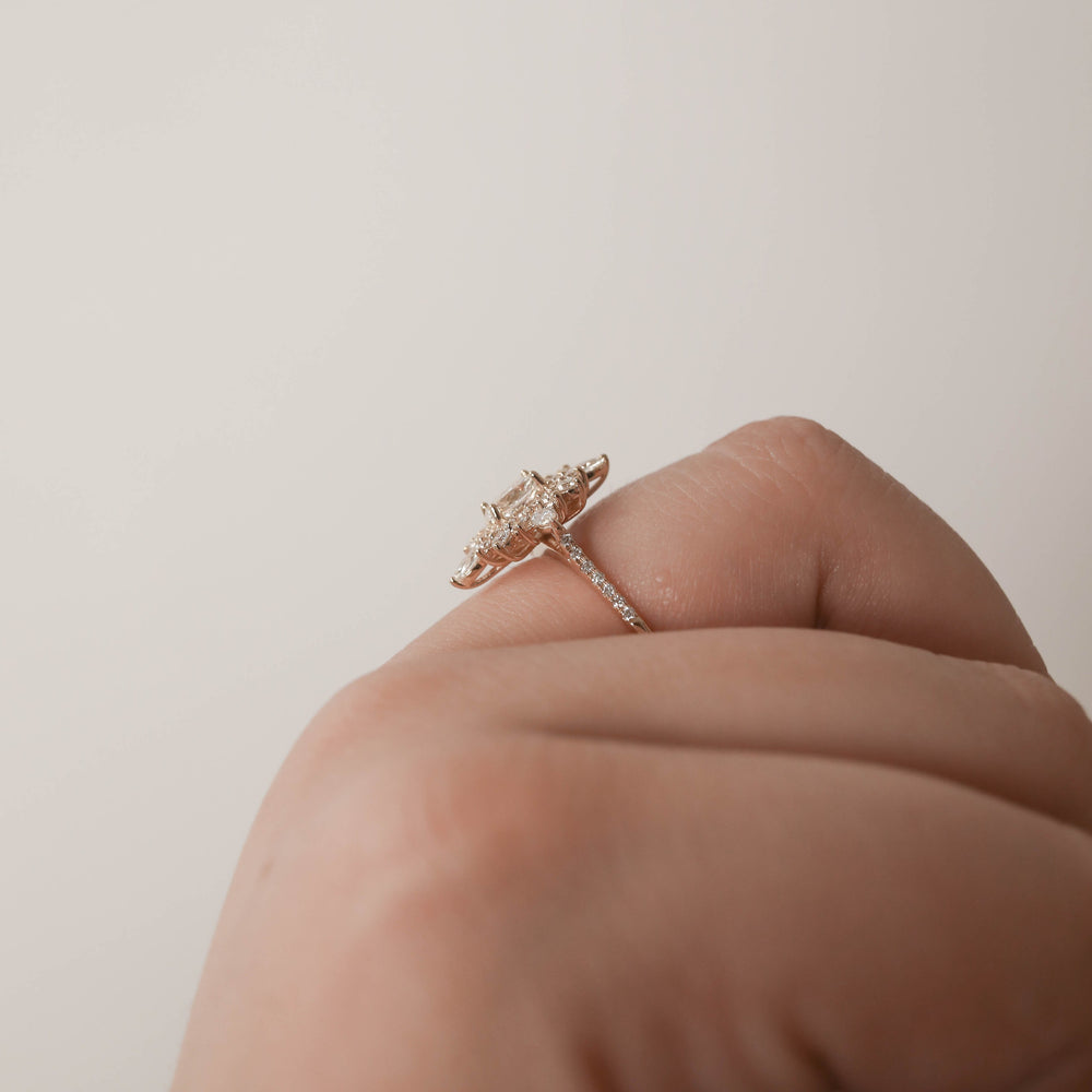 0.55CT Oval Cut Cluster Moissanite Diamond Engagement Ring