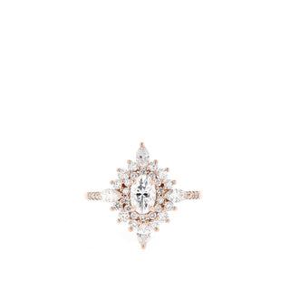 0.55CT Oval Moissanite Double Halo Diamond Engagement Ring