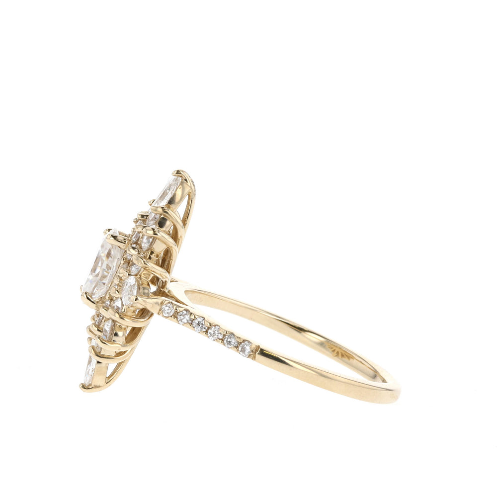 0.55CT Oval Cut Cluster Moissanite Diamond Engagement Ring