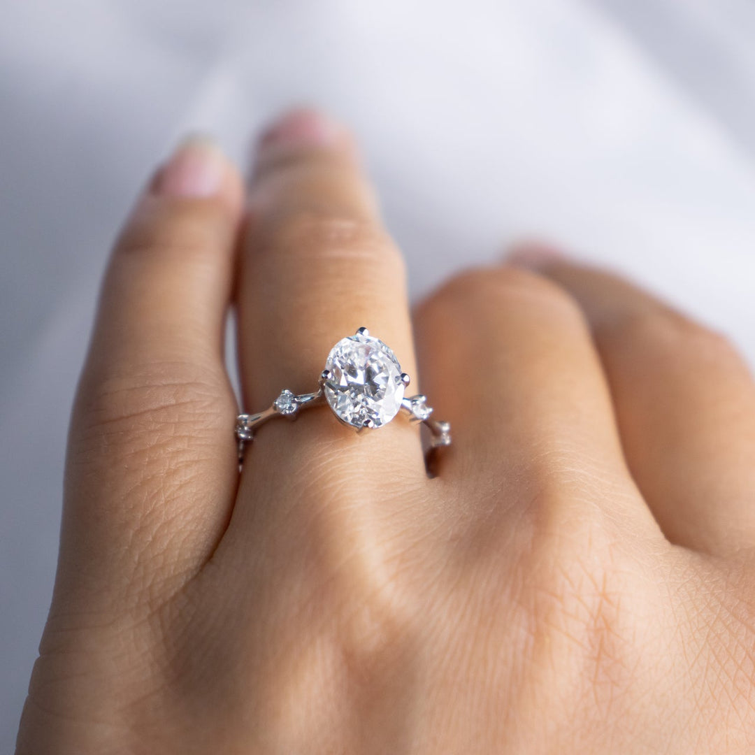 1.93CT Oval Cut Solitaire Moissanite Engagement Ring in 14K Rose Gold