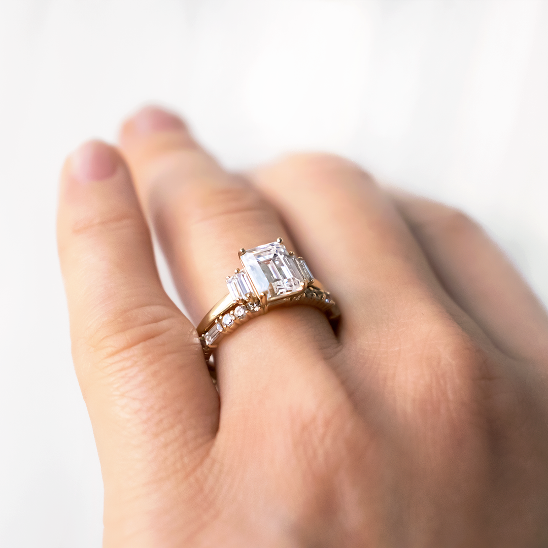 1.60 CT Emerald Cut Moissanite Engagement Ring
