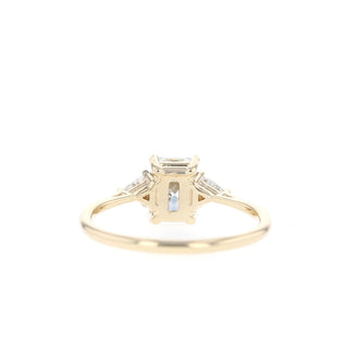 1.10CT Emerald Cut Moissanite Three Stone Diamond Engagement Ring