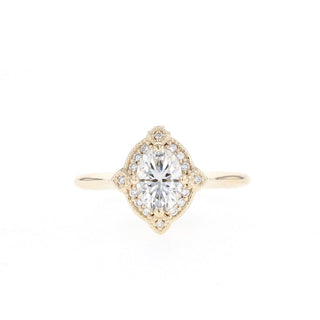 1.25CT Oval Moissanite Halo Diamond Engagement Ring