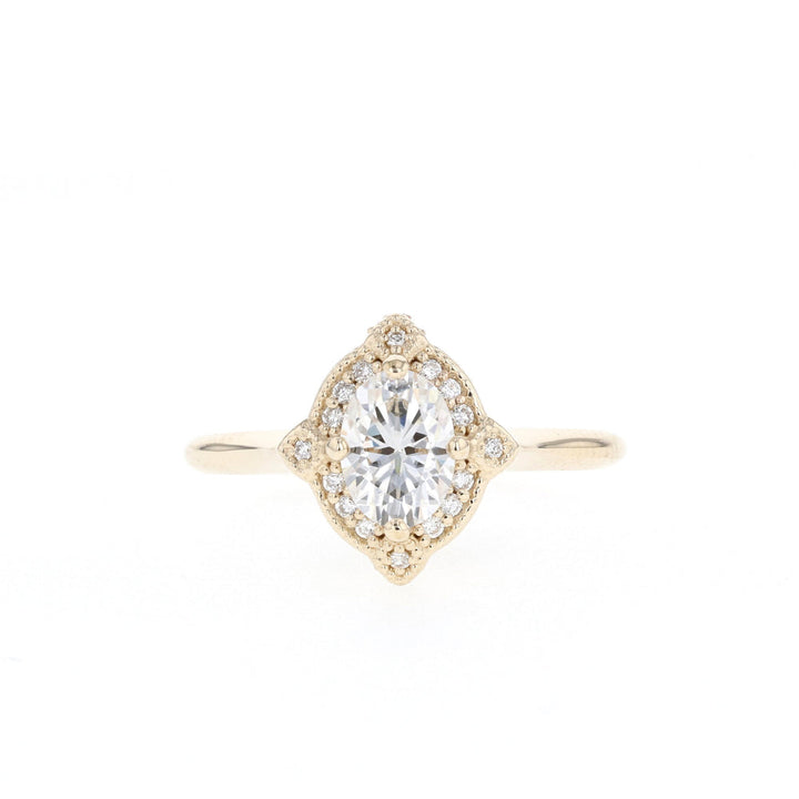1.25CT Oval Cut  Vintage Halo Moissanite Diamond Engagement Ring