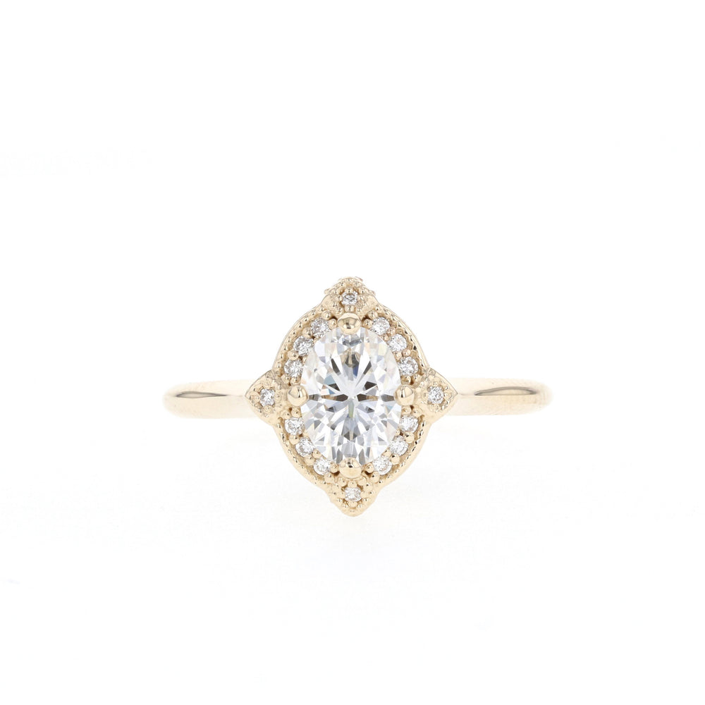 1.25CT Oval Cut  Vintage Halo Moissanite Diamond Engagement Ring