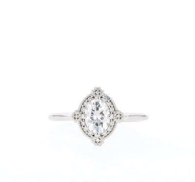1.25CT Oval Cut  Vintage Halo Moissanite Diamond Engagement Ring