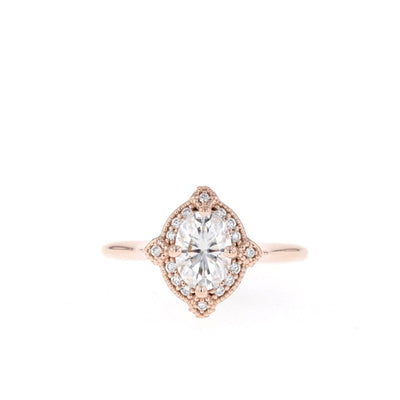 1.25CT Oval Cut  Vintage Halo Moissanite Diamond Engagement Ring