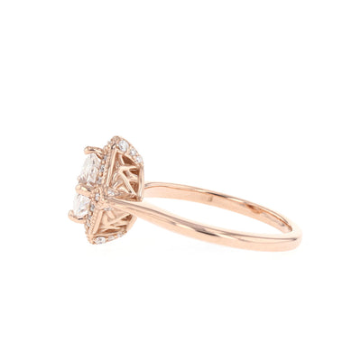 1.25CT Oval Cut  Vintage Halo Moissanite Diamond Engagement Ring